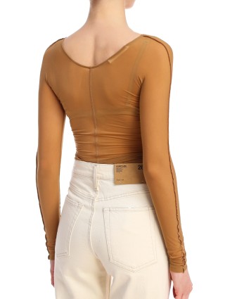 Коричневый топ HELMUT LANG: фото 4 - Invogue